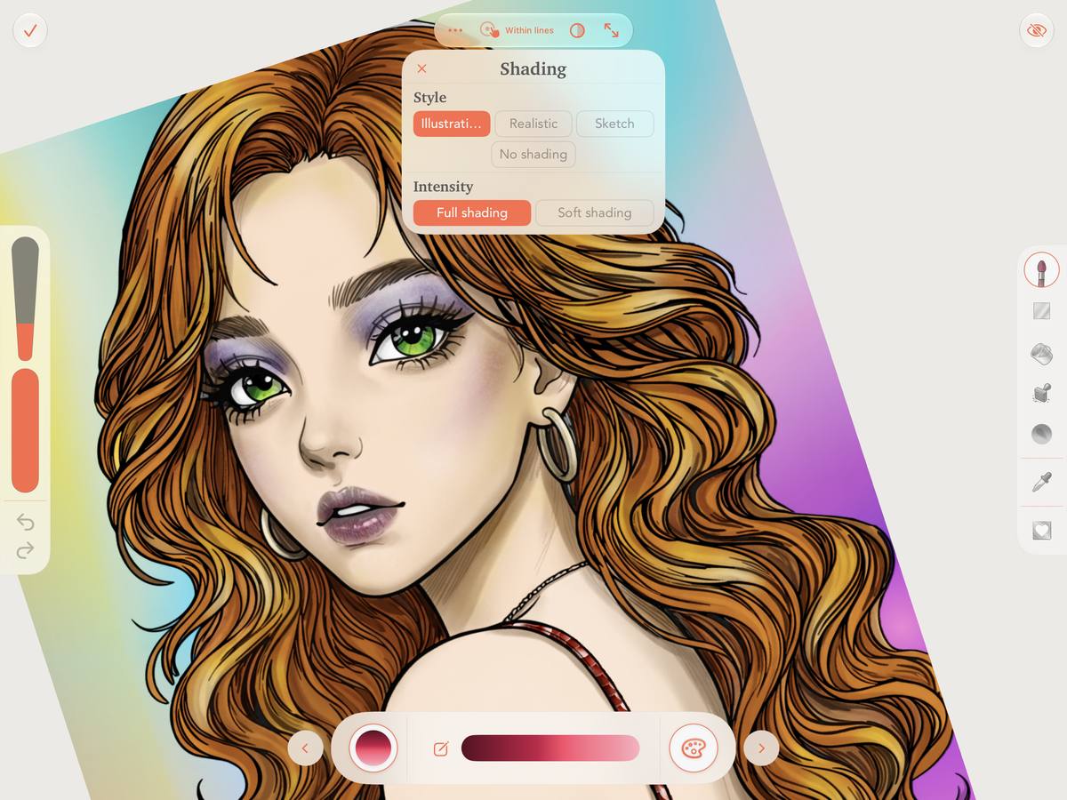The coloured illustration with Illustration shading