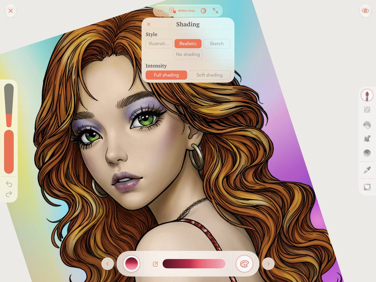 The coloured illustration with Realistic shading
