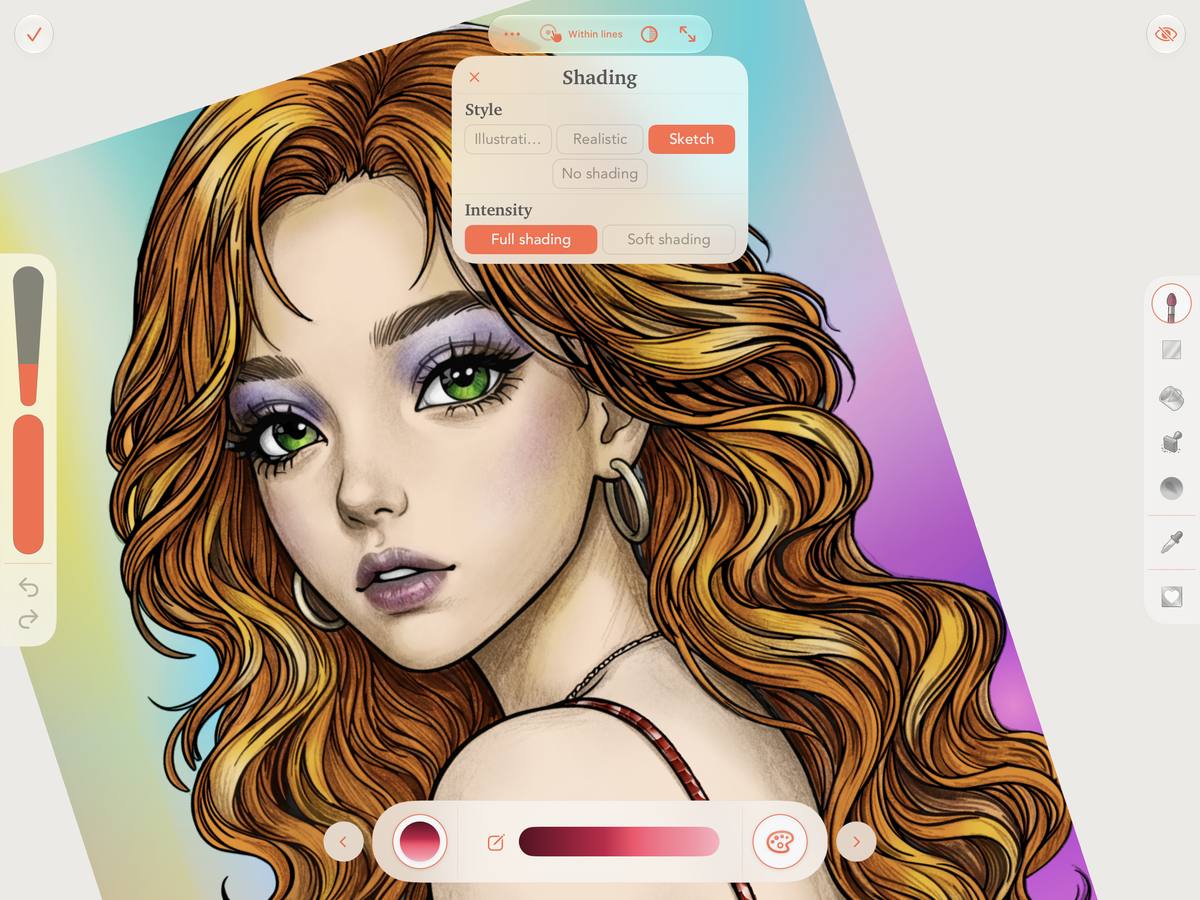 The coloured illustration with Sketch shading