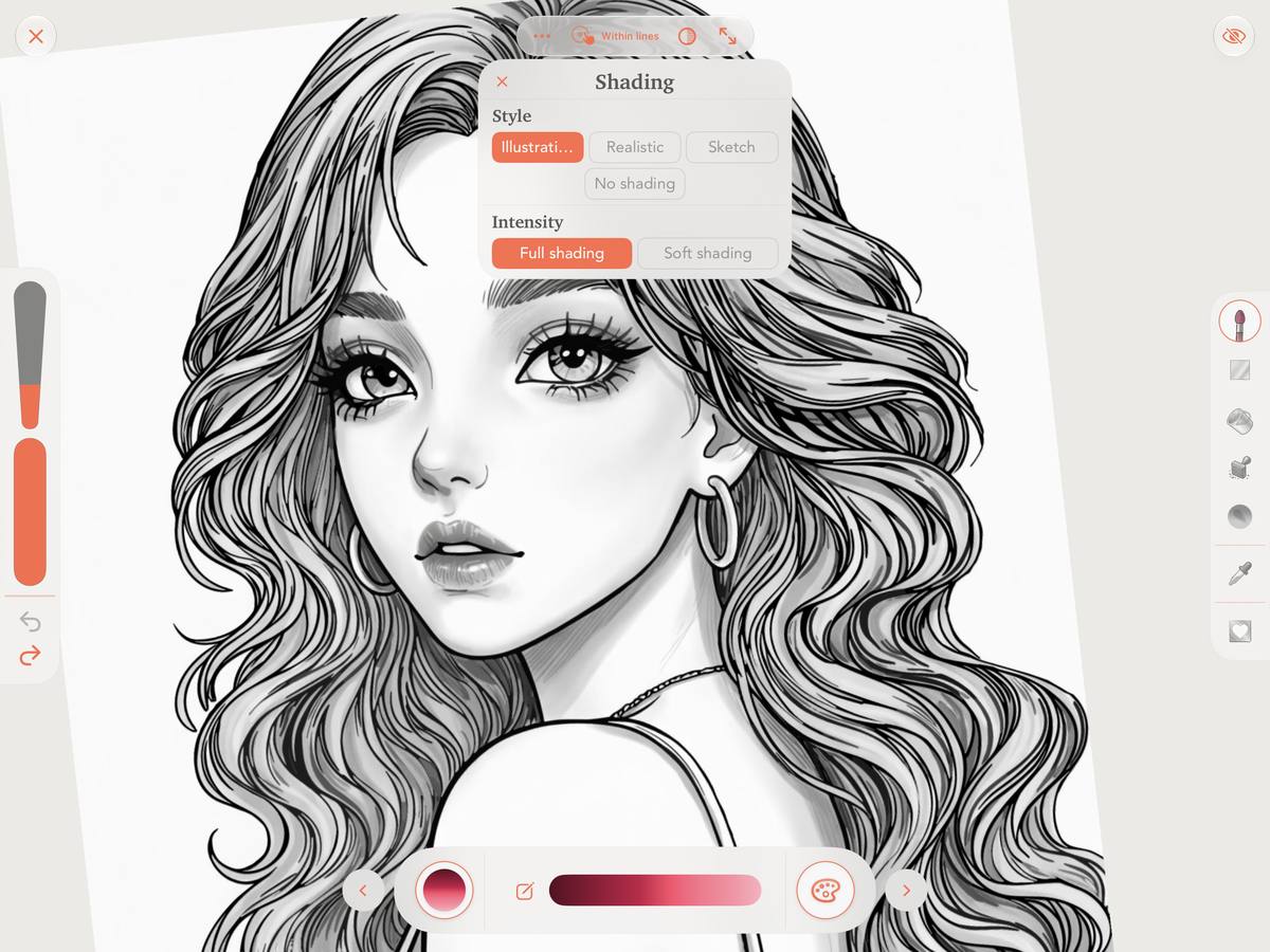The uncoloured template with Illustration shading