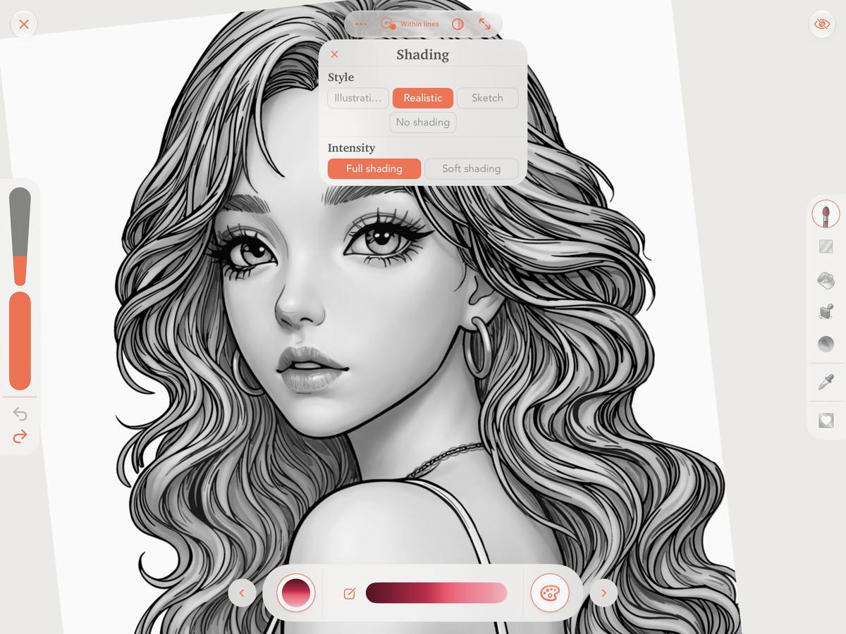The uncoloured template with Realistic shading