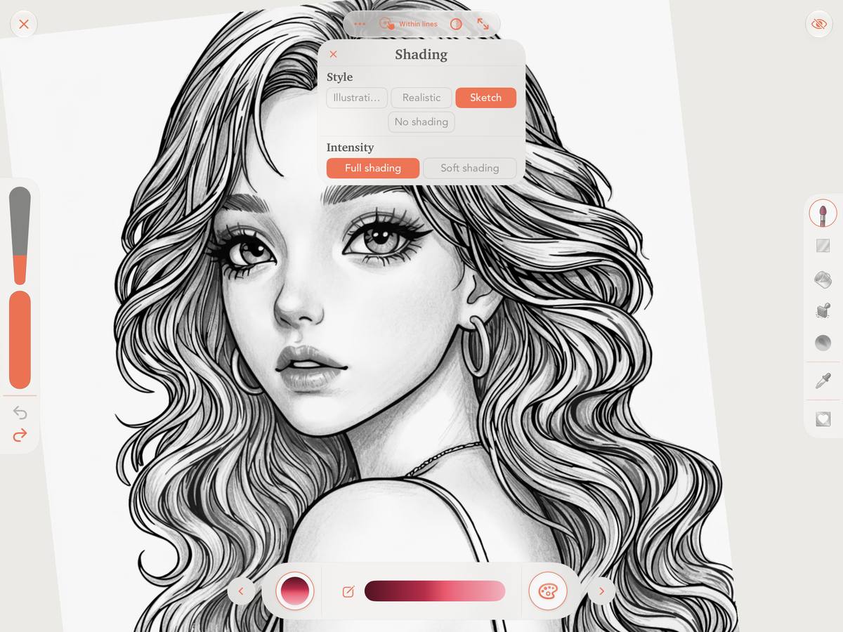 The uncoloured template with Sketch shading